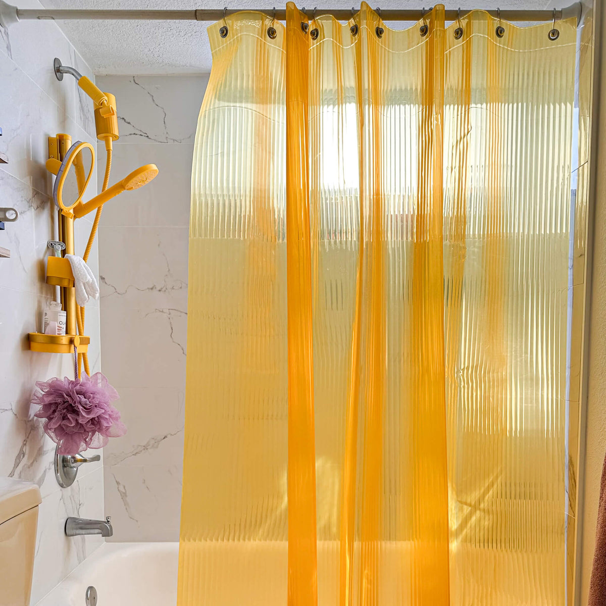 Yellow Fluted Shower Curtain