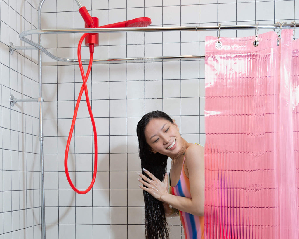 Pink Fluted Shower Curtain