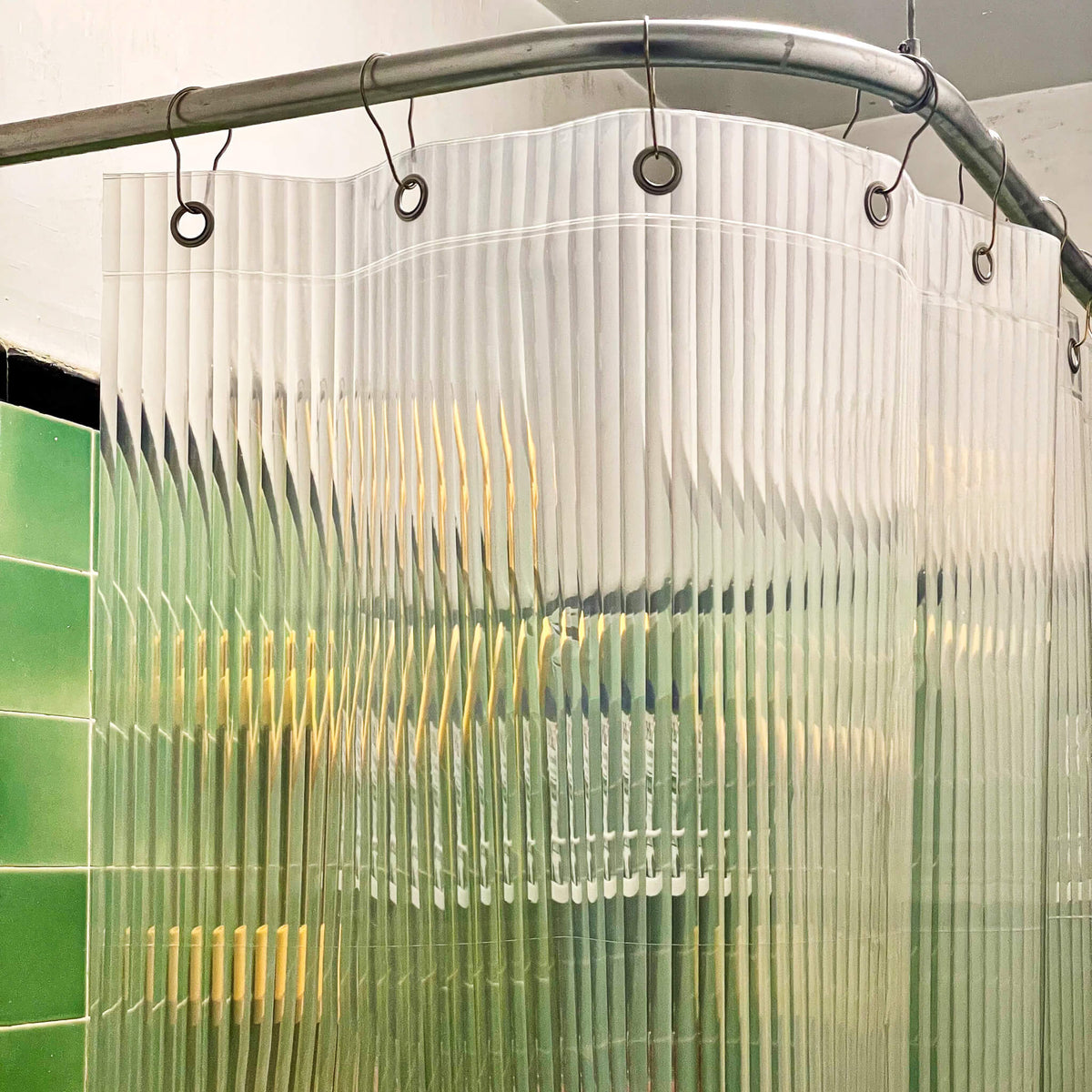 Clear Fluted Shower Curtain