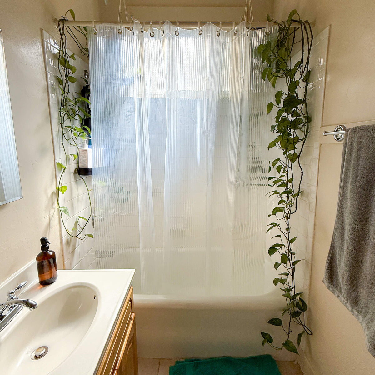 Clear Fluted Shower Curtain